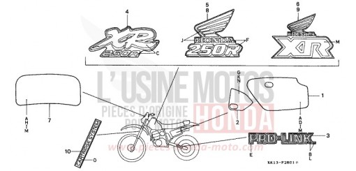 EMBLEM/MARK (XR250RJ/RK/RL/RM) XR250RM de 1991